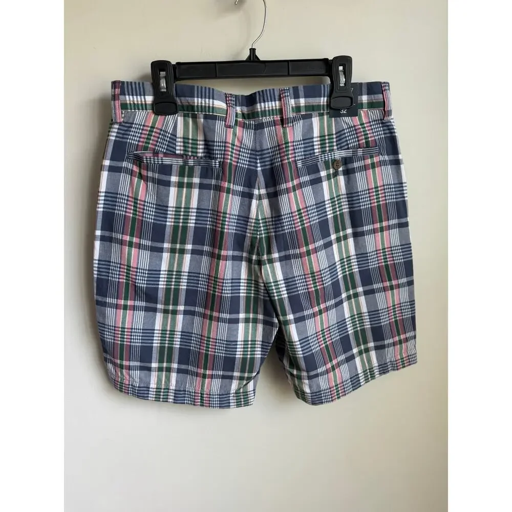 J. Crew Cotton Plaid Mid-Rise Flat Front Chino Short 9